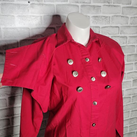 Vintage Wagon Wheels Western Red Button up - Picture 3 of 6